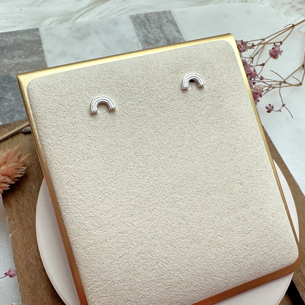 Cute Mini Sterling Silver Rainbow Stud Earrings | .925 Sterling Silver